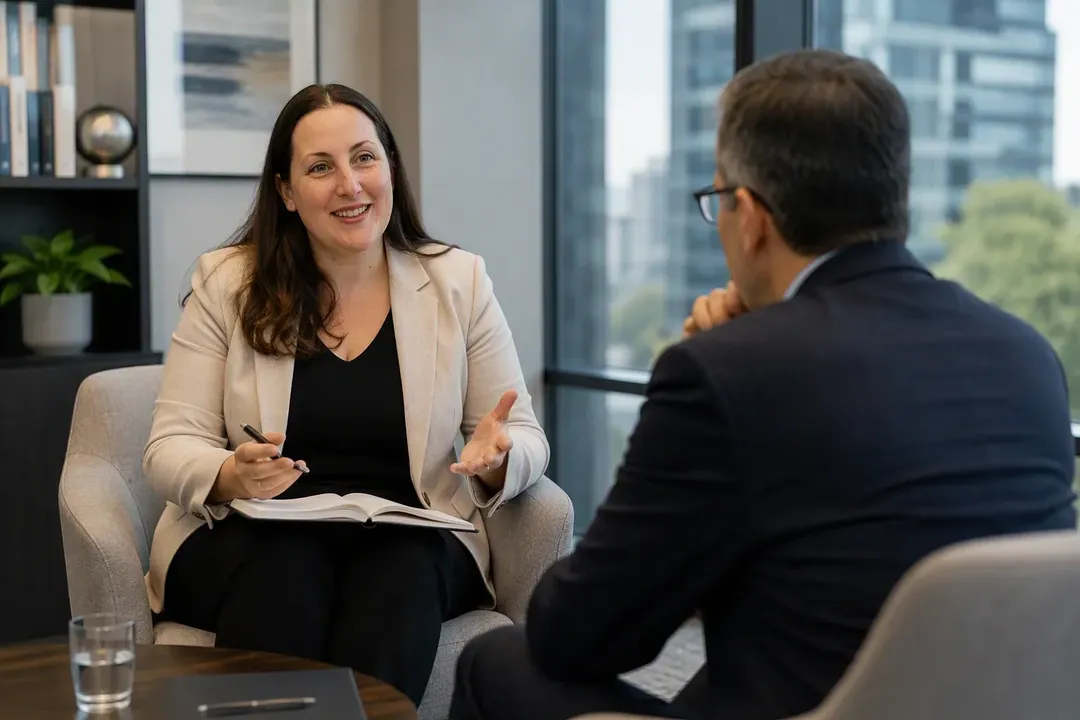 Marine Sanouiller in conversation with an executive